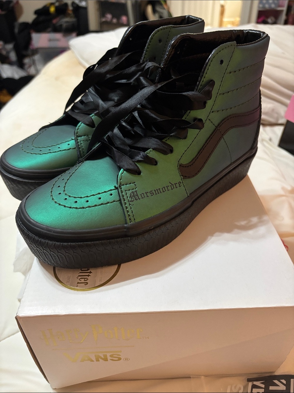 Vans Harry Potter Collab Green Black Platform Sk8-Hi Platform Sneakers - Picture 5 of 7
